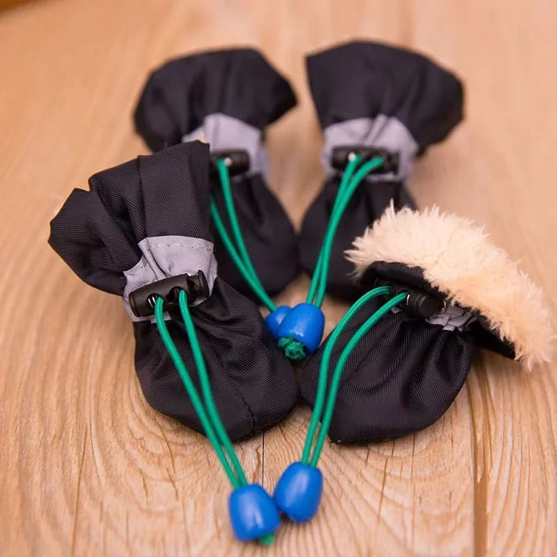 4pcs/set Anti-slip Puppy Shoes Waterproof Winter Boots for Small Medium Dogs Foot Cover Rain Snow Booties Pet Paw Accessories