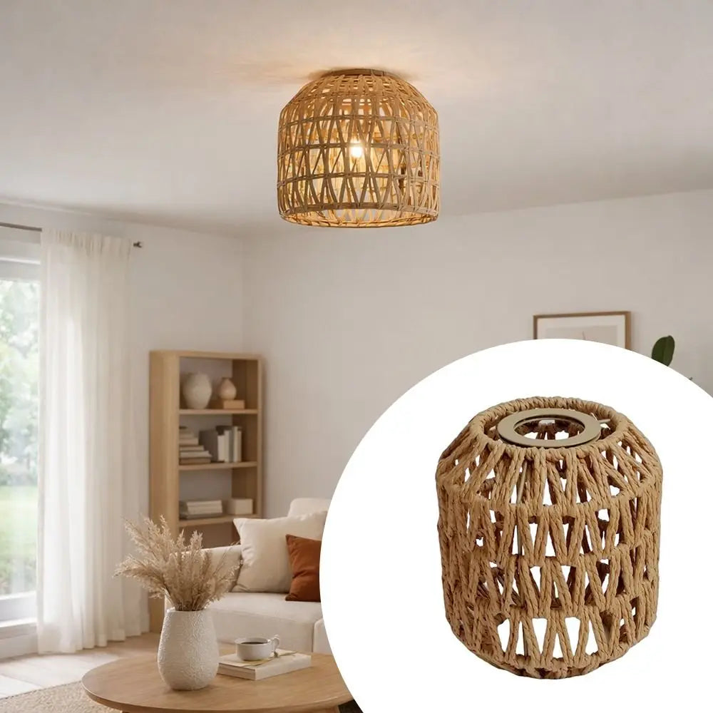 Fashion 13*15cm Pendant Lamp Shade Bohemian Style Home Decor Weave Lampshade Handwoven Light Cover