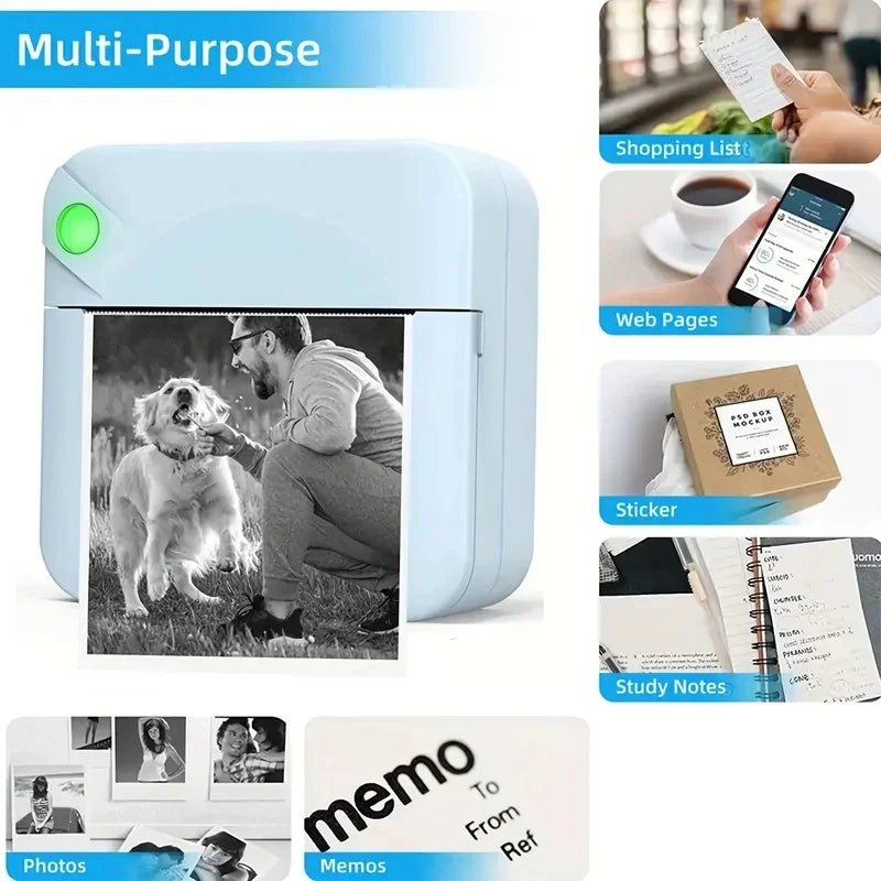 2026 TOP NEW Pocket Mini Printer with Printing Paper, Portable Thermal Printer Compatible with iOS and Android Inkless Print