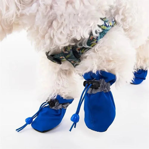 4pcs/set Anti-slip Puppy Shoes Waterproof Winter Boots for Small Medium Dogs Foot Cover Rain Snow Booties Pet Paw Accessories