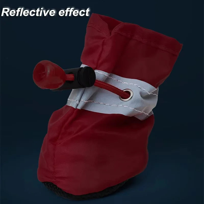 4pcs/set Anti-slip Puppy Shoes Waterproof Winter Boots for Small Medium Dogs Foot Cover Rain Snow Booties Pet Paw Accessories