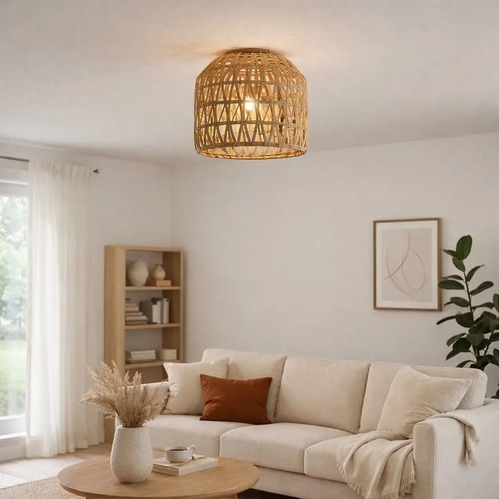 Fashion 13*15cm Pendant Lamp Shade Bohemian Style Home Decor Weave Lampshade Handwoven Light Cover