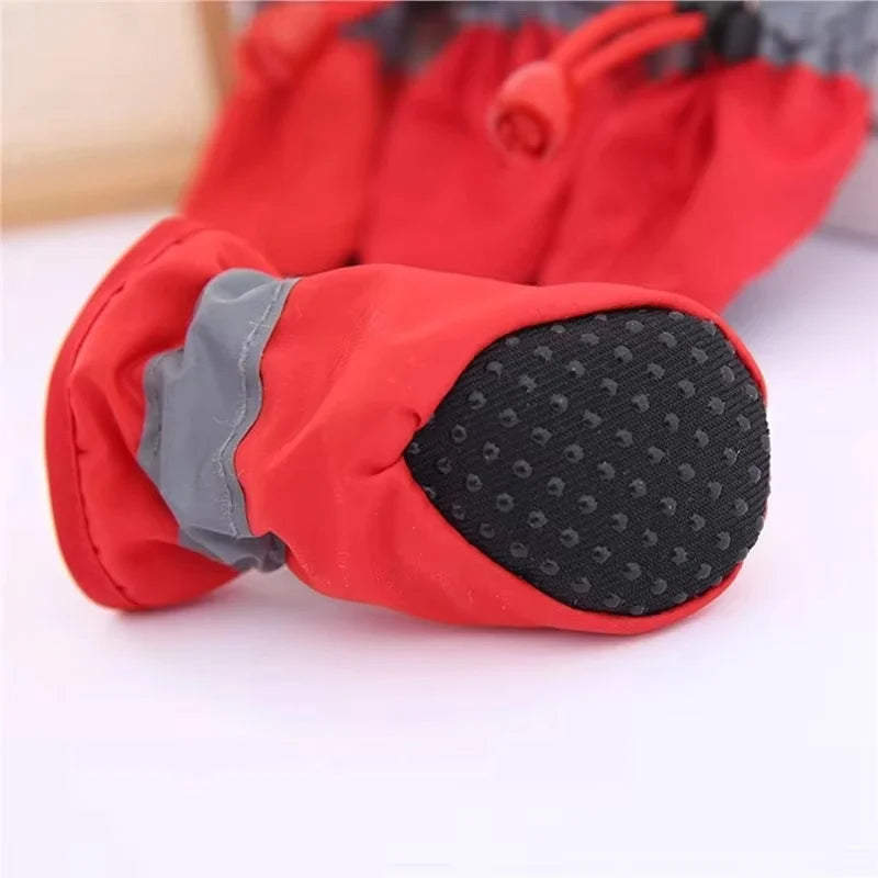4pcs/set Anti-slip Puppy Shoes Waterproof Winter Boots for Small Medium Dogs Foot Cover Rain Snow Booties Pet Paw Accessories