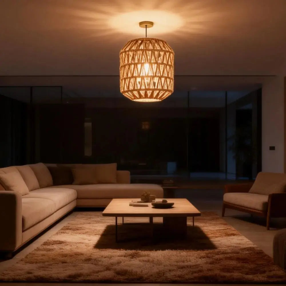 Fashion 13*15cm Pendant Lamp Shade Bohemian Style Home Decor Weave Lampshade Handwoven Light Cover