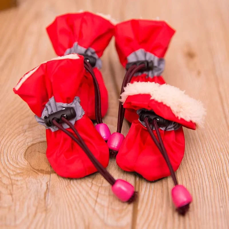 4pcs/set Anti-slip Puppy Shoes Waterproof Winter Boots for Small Medium Dogs Foot Cover Rain Snow Booties Pet Paw Accessories