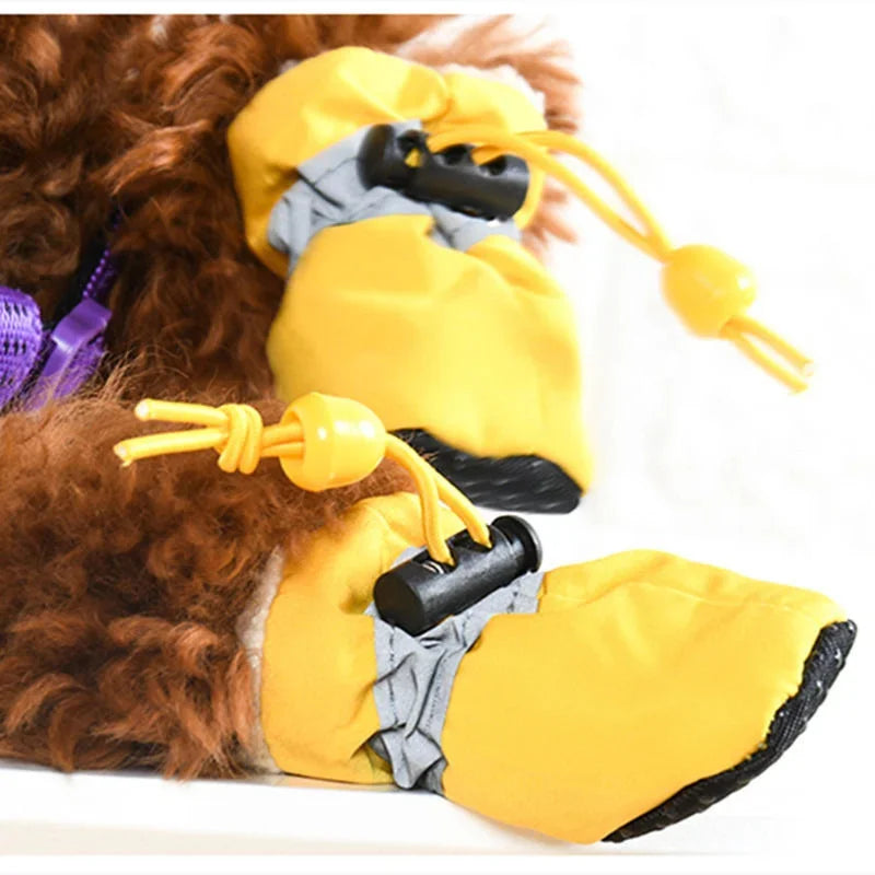 4pcs/set Anti-slip Puppy Shoes Waterproof Winter Boots for Small Medium Dogs Foot Cover Rain Snow Booties Pet Paw Accessories