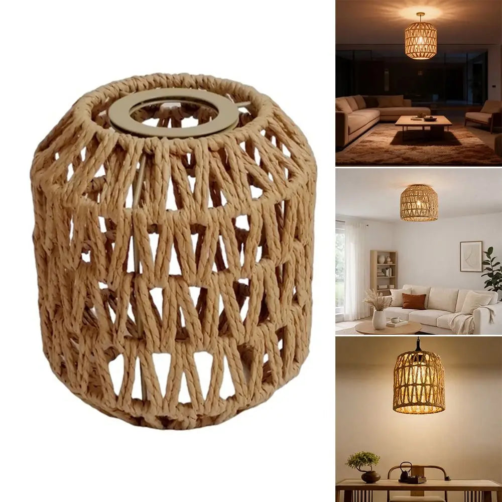 Fashion 13*15cm Pendant Lamp Shade Bohemian Style Home Decor Weave Lampshade Handwoven Light Cover
