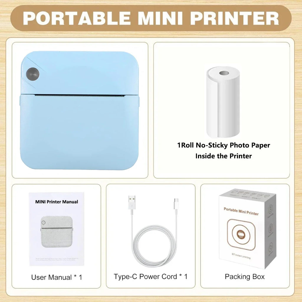 2026 TOP NEW Pocket Mini Printer with Printing Paper, Portable Thermal Printer Compatible with iOS and Android Inkless Print