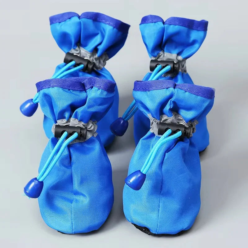 4pcs/set Anti-slip Puppy Shoes Waterproof Winter Boots for Small Medium Dogs Foot Cover Rain Snow Booties Pet Paw Accessories